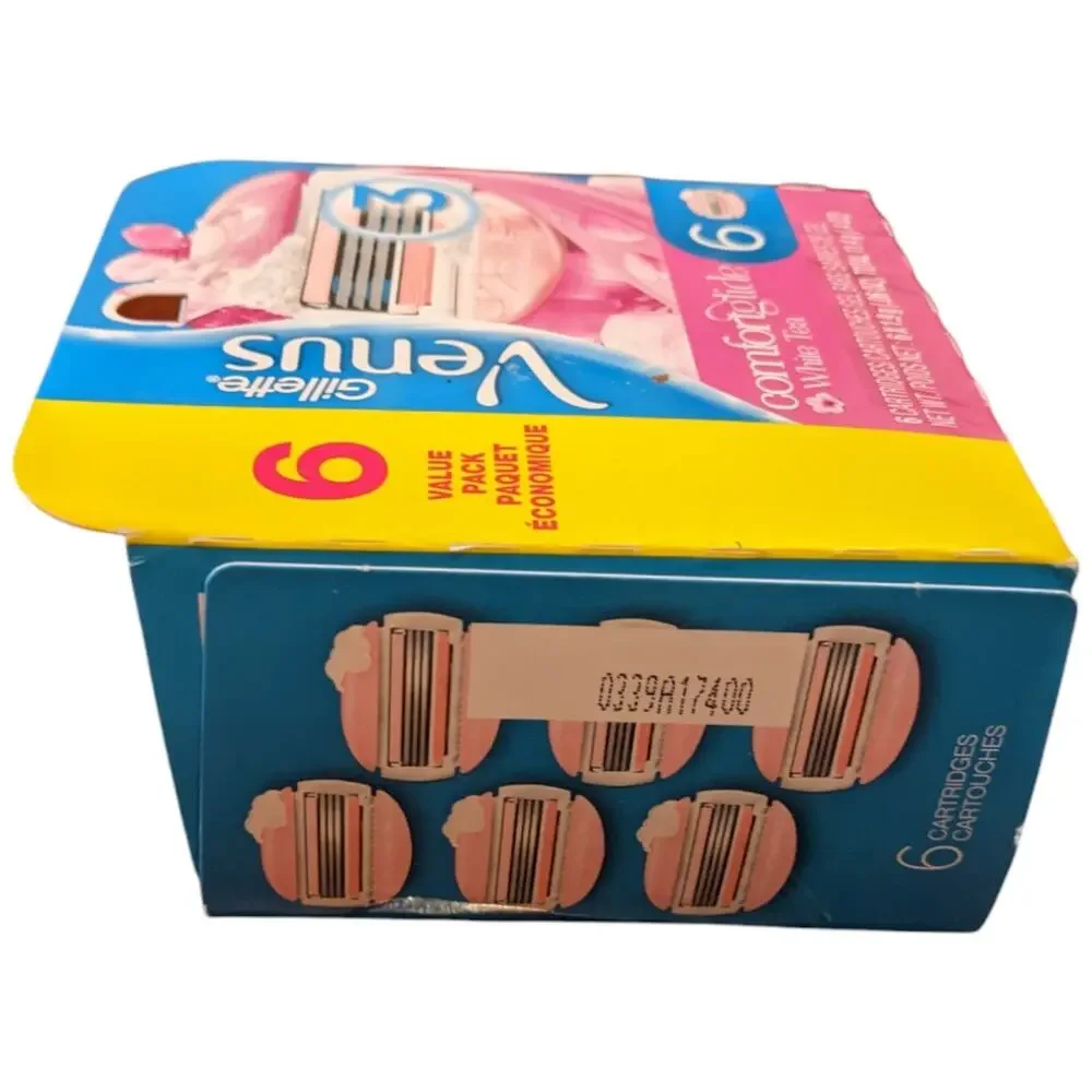 Gillette Venus White Tea 6 Cartridges Razor 3 Blades Value Pack Pink